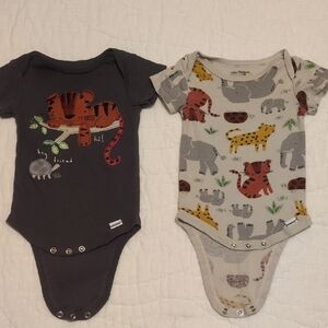 Gerber Jungle Friends Bodysuits - Gray and Cream